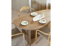 Mesa de comedor de forma orgánica de madera de abeto maciza Decowood en tono roble oscuro de 142,9x75cm - MUR - DECOWOOD