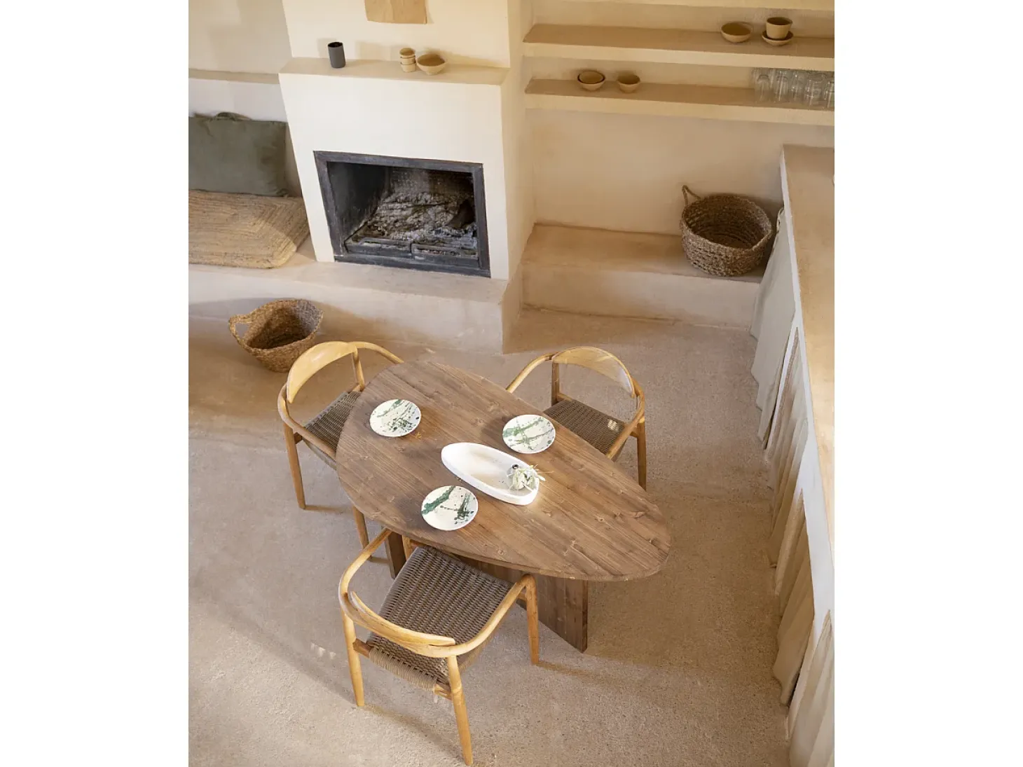 Mesa de comedor de forma orgánica de madera de abeto maciza Decowood en tono roble oscuro de 142,9x75cm - MUR - DECOWOOD