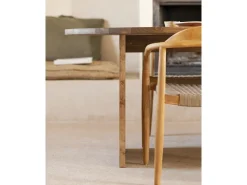 Mesa de comedor de forma orgánica de madera de abeto maciza Decowood en tono roble oscuro de 210,9x75cm - MUR - DECOWOOD