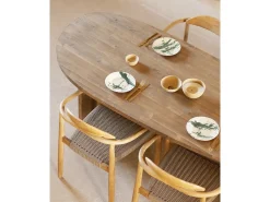 Mesa de comedor de forma orgánica de madera de abeto maciza Decowood en tono roble oscuro de 210,9x75cm - MUR - DECOWOOD