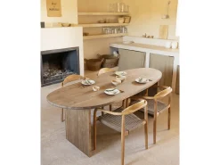 Mesa de comedor de forma orgánica de madera de abeto maciza Decowood en tono roble oscuro de 210,9x75cm - MUR - DECOWOOD