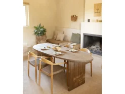 Mesa de comedor de forma orgánica de madera de abeto maciza Decowood en tono roble oscuro de 210,9x75cm - MUR - DECOWOOD