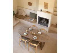 Mesa de comedor de forma orgánica de madera de abeto maciza Decowood en tono roble oscuro de 210,9x75cm - MUR - DECOWOOD