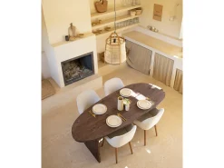 Mesa de comedor de forma orgánica de madera de abeto maciza Decowood en tono nogal de 210,9x75cm - MUR - DECOWOOD