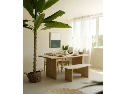 Mesa de comedor de madera de pino maciza rectangular con patas ranuradas Decowood de 180x80cm en tono natural - BALI - DECOWOOD