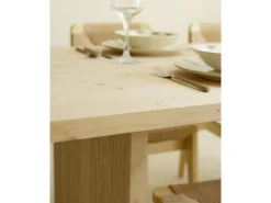 Mesa de comedor de madera de pino maciza rectangular con patas ranuradas Decowood de 180x80cm en tono natural - BALI - DECOWOOD