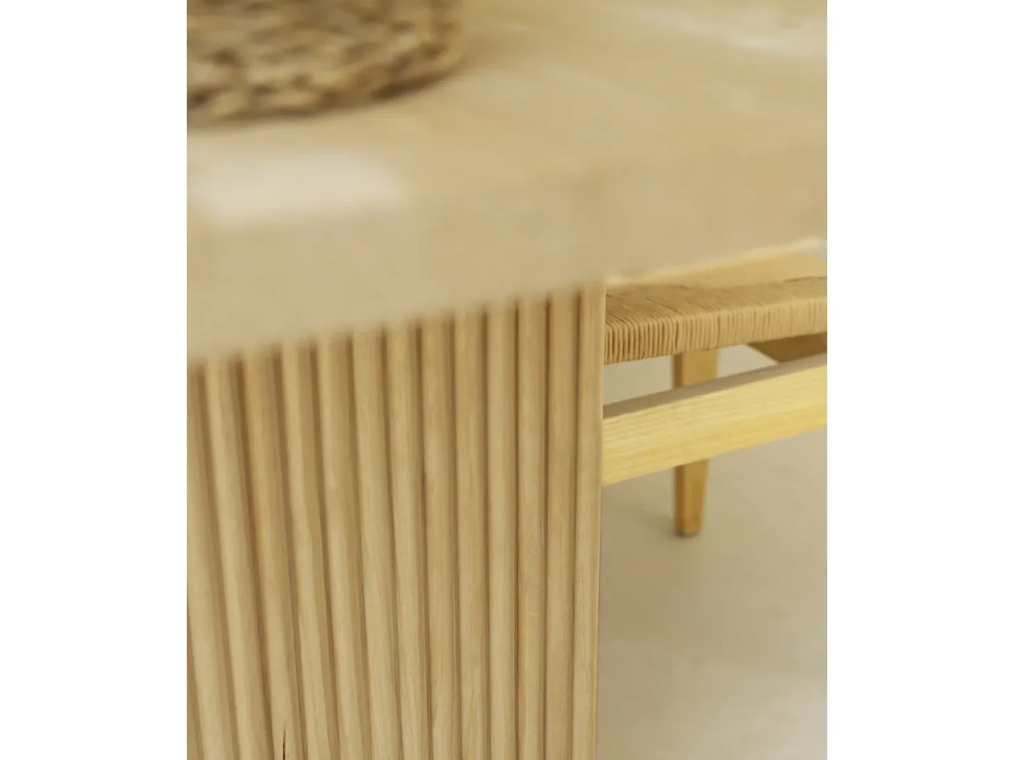 Mesa de comedor de madera de pino maciza rectangular con patas ranuradas Decowood de 180x80cm en tono natural - BALI - DECOWOOD