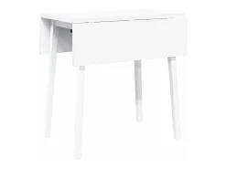 Mesa de comedor de madera maciza blanca y caucho