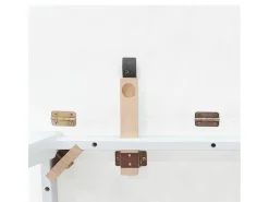 Mesa de comedor de madera maciza blanca y caucho