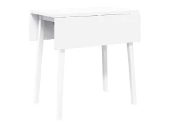 Mesa de comedor de madera maciza blanca y caucho