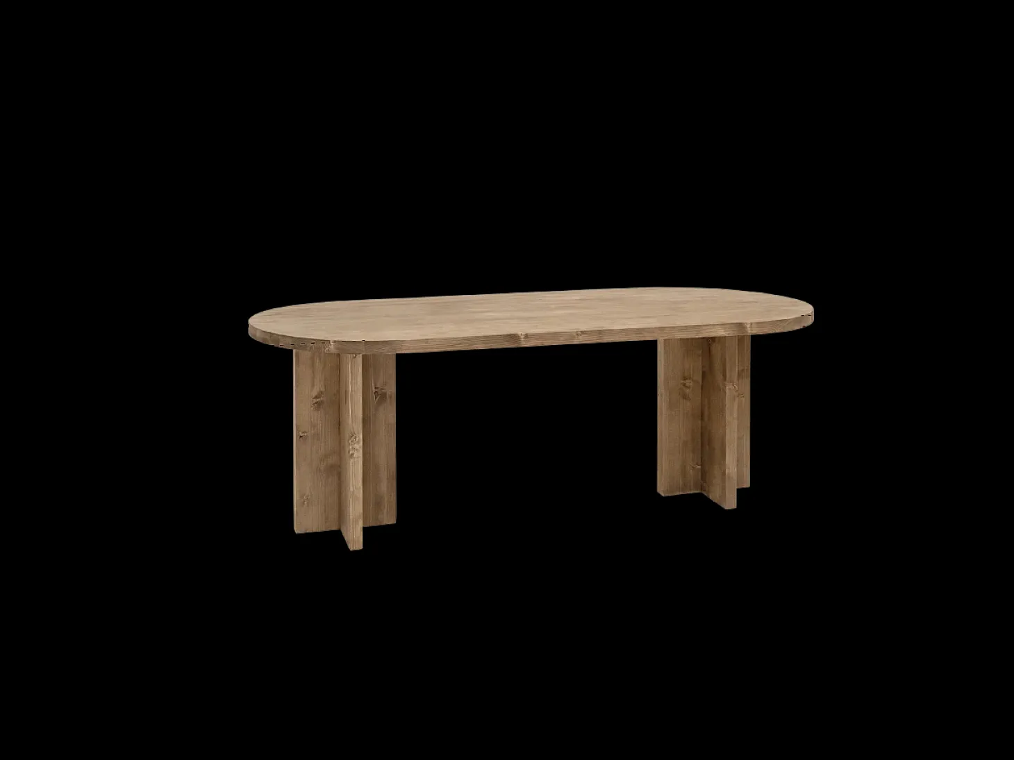 Mesa de comedor de madera maciza de abeto ovalada Decowood en tono roble oscuro de 200x85cm - TOKYO - DECOWOOD