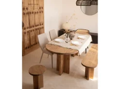 Mesa de comedor de madera maciza de abeto ovalada Decowood en tono roble oscuro de 200x85cm - TOKYO - DECOWOOD