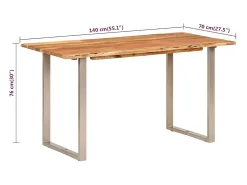 Mesa de comedor de madera maciza de acacia 140x70x76 cm