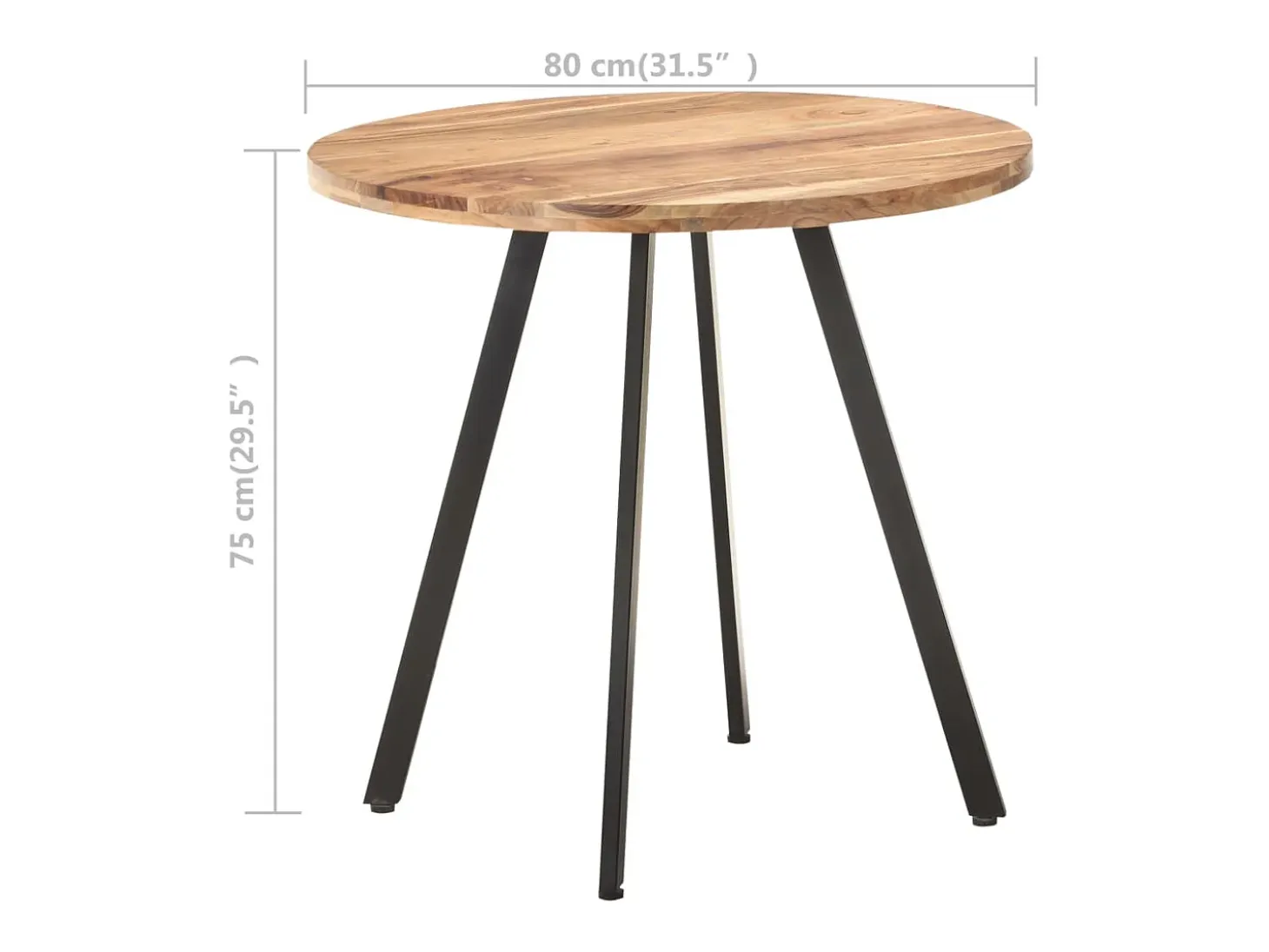 Mesa de comedor de madera maciza de acacia 80 cm