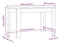 Mesa de comedor de madera contrachapada negro 120x60x76 cm