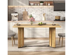 Mesa de comedor de madera de estilo escandinavo - 150 x 80 x 75 cm - veta de roble - MDF - natural