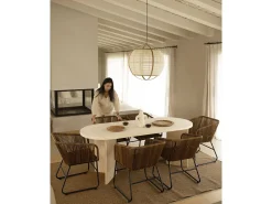 Mesa de comedor de madera maciza de abeto ovalada Decowood en tono natural de 160x75cm en tono natural - OSAKA - DECOWOOD