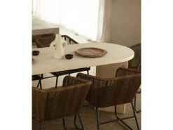 Mesa de comedor de madera maciza de abeto ovalada Decowood en tono natural de 200x75cm en tono natural - OSAKA - DECOWOOD