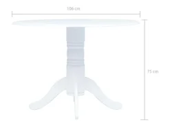 Mesa de comedor de madera maciza de caucho blanca 106 cm