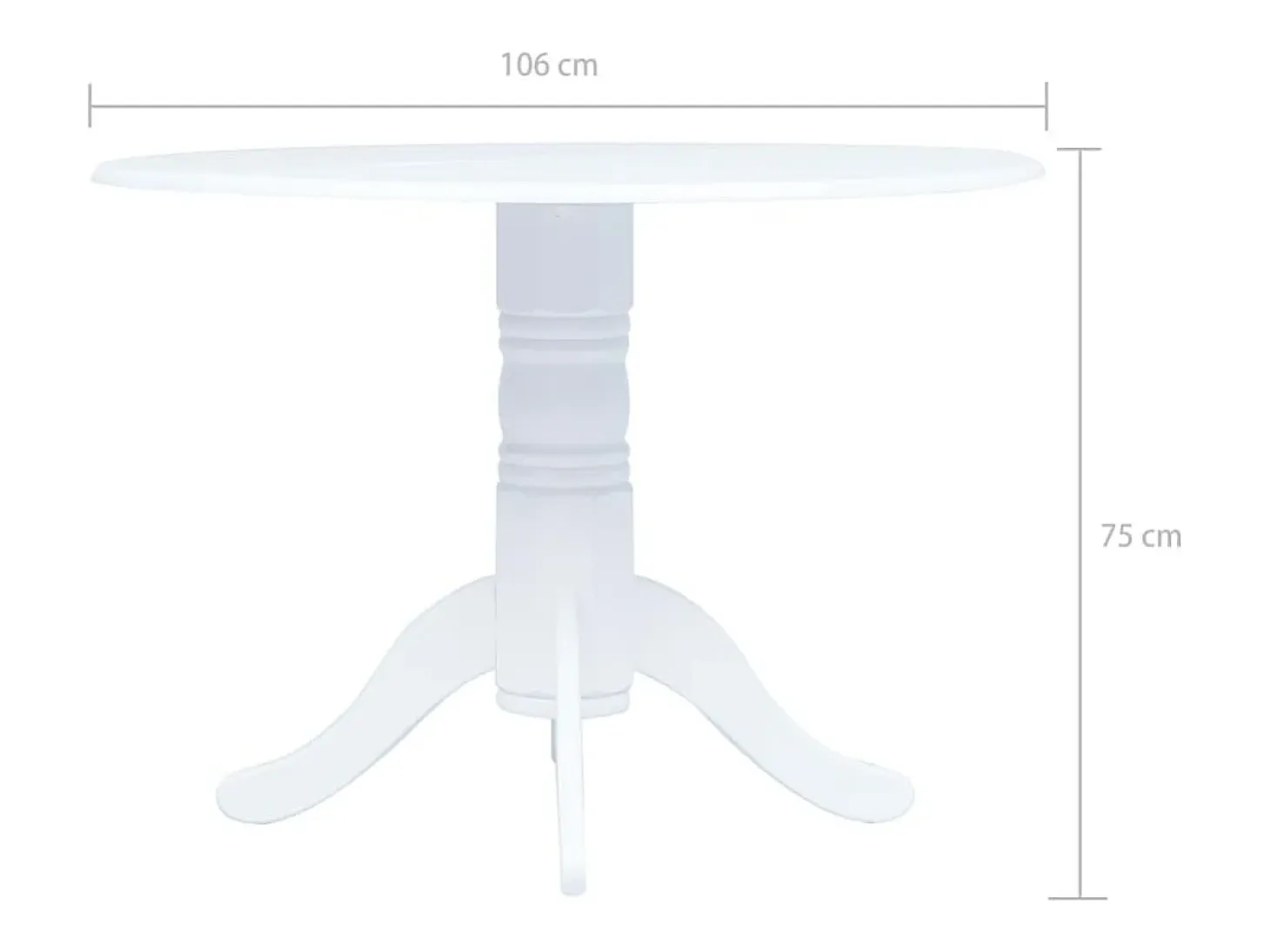 Mesa de comedor de madera maciza de caucho blanca 106 cm