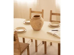 Mesa de comedor de madera maciza de abeto ovalada Decowood en tono blanco en microcemento y patas roble oscuro de 160x78cm - TOKYO - DECOWOOD