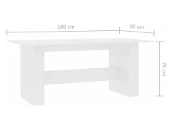 Mesa de comedor de madera de ingeniería blanco 180x90x76 cm
