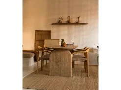 Mesa de comedor de madera de abeto ovalada Decowood en tono roble oscuro de 160x75,2cm - BLOOM - DECOWOOD