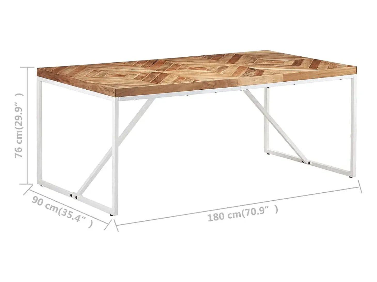 Mesa de comedor de madera maciza de acacia y mango 180x90x76 cm