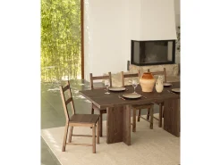 Mesa de comedor de madera maciza en tono nogal 180x75cm - TENA - DECOWOOD