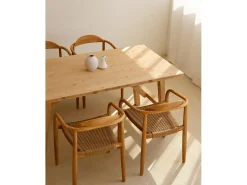 Mesa de comedor de madera maciza de abeto rectangular Decowood en tono roble medio de 160x75cm - SIEP - DECOWOOD