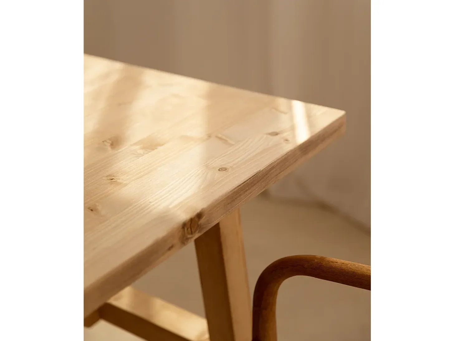 Mesa de comedor de madera maciza de abeto rectangular Decowood en tono roble medio de 160x75cm - SIEP - DECOWOOD