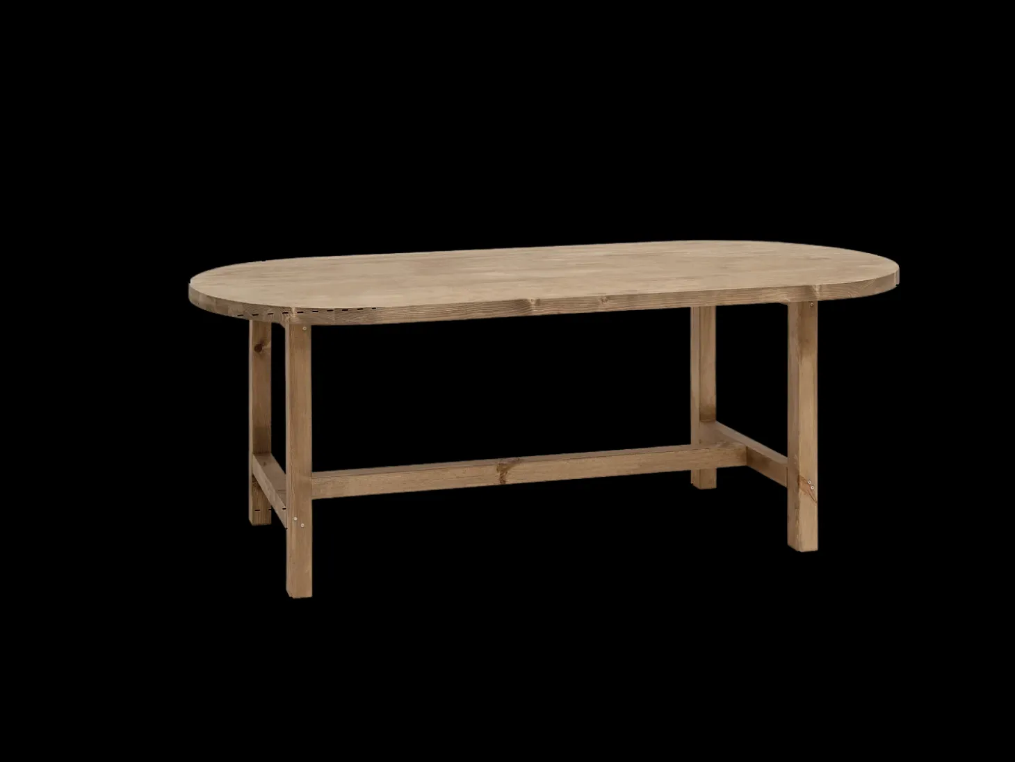 Mesa de comedor de madera maciza de abeto ovalada Decowood en tono roble oscuro de 200x85cm - OLIVIA - DECOWOOD