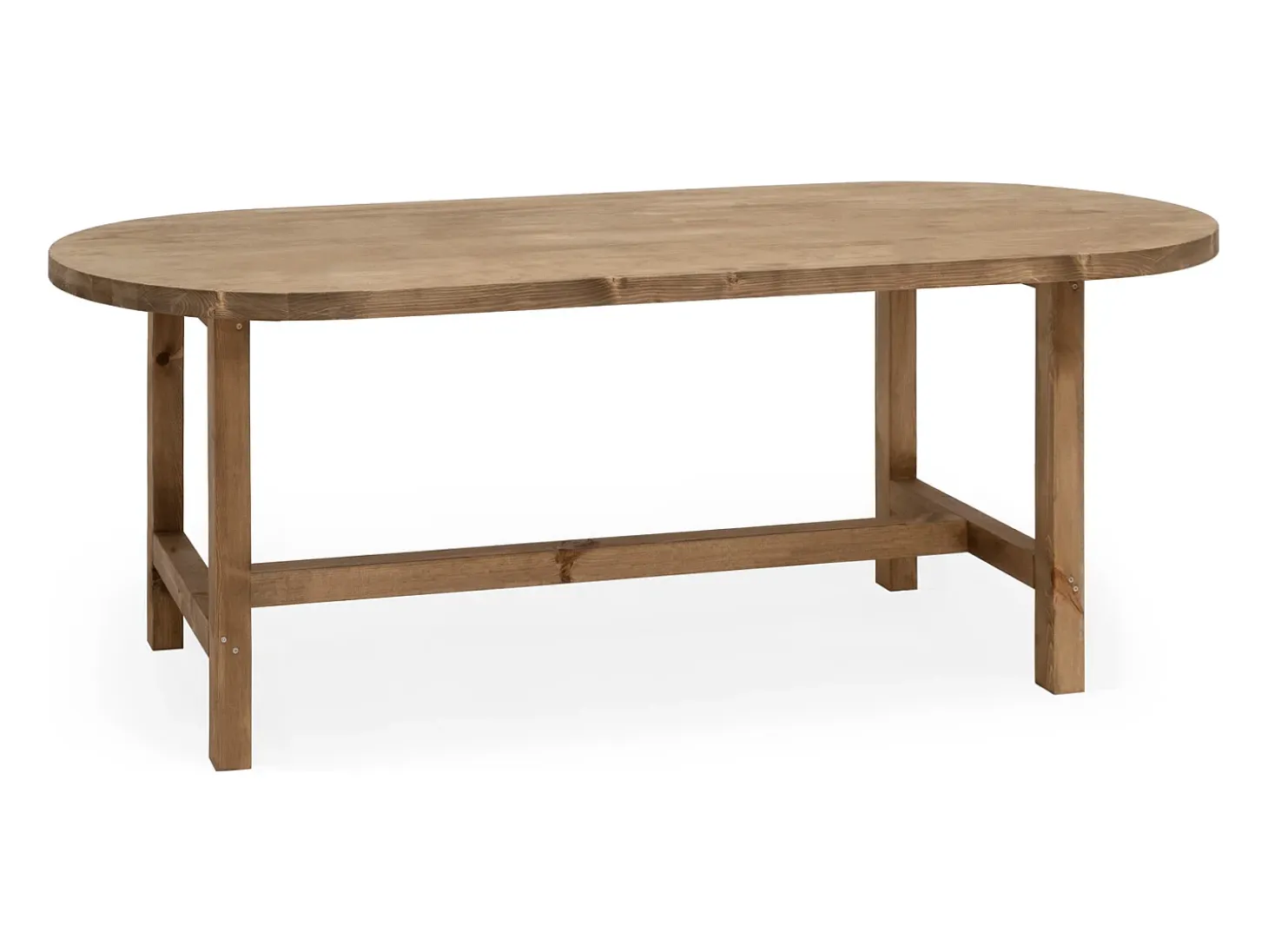 Mesa de comedor de madera maciza de abeto ovalada Decowood en tono roble oscuro de 200x85cm - OLIVIA - DECOWOOD