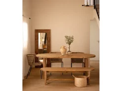 Mesa de comedor de madera maciza de abeto ovalada Decowood en tono roble oscuro de 200x85cm - OLIVIA - DECOWOOD