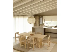 Mesa de comedor de madera maciza de abeto rectangular Decowood en tono roble medio de 200x75cm en tono roble medio - KYOTO - DECOWOOD