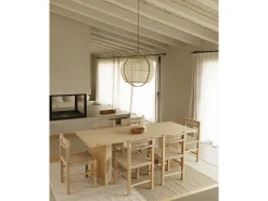 Mesa de comedor de madera maciza de abeto rectangular Decowood en tono roble medio de 200x75cm en tono roble medio - KYOTO - DECOWOOD