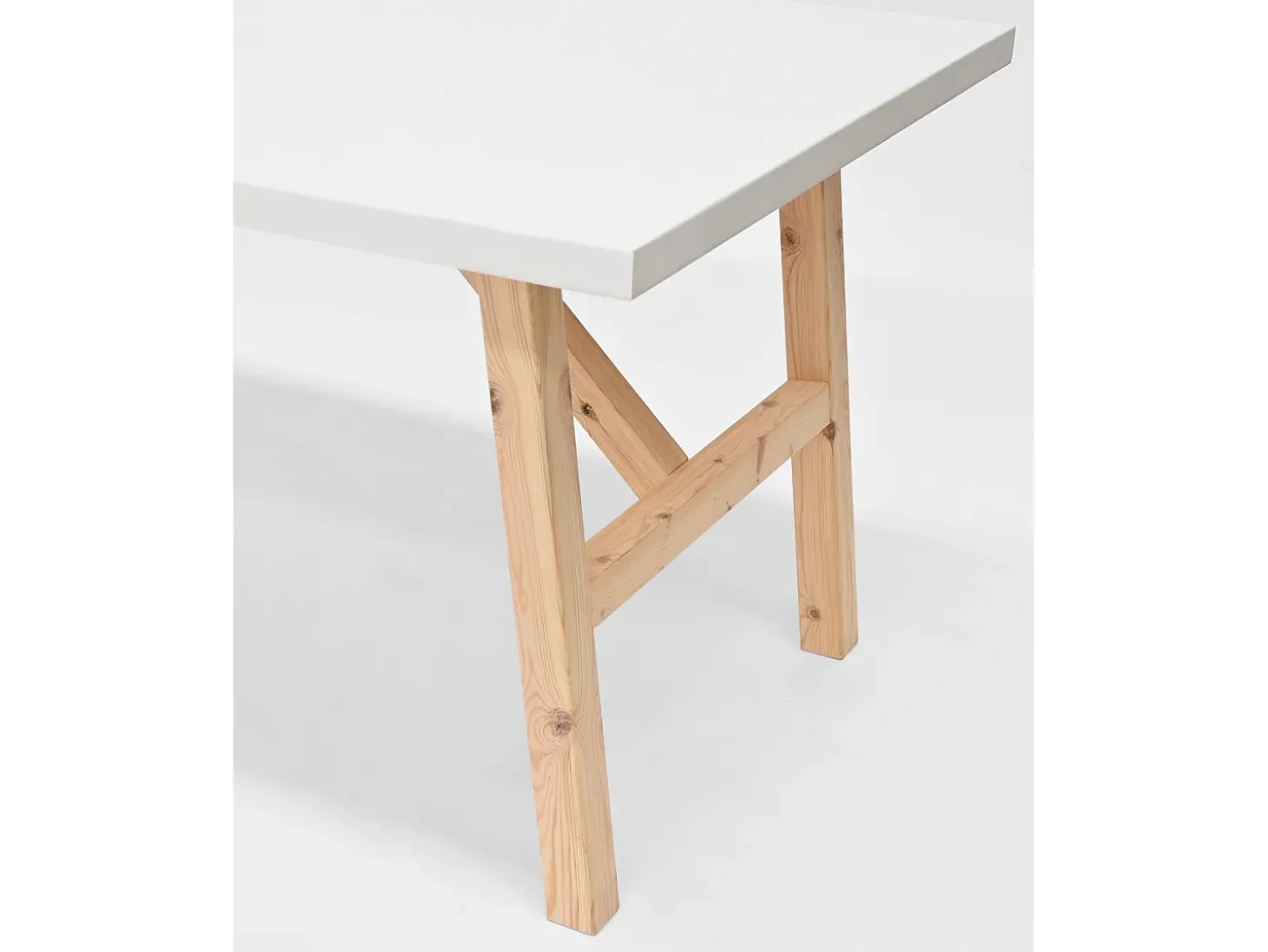 Mesa de comedor de madera maciza de abeto rectangular Decowood en tono blanco de 120x75cm - SIEP - DECOWOOD
