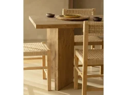 Mesa de comedor de madera maciza de abeto rectangular Decowood en tono roble oscuro de 160x75cm en tono roble oscuro - KYOTO - DECOWOOD