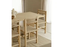 Mesa de comedor de madera maciza de abeto rectangular Decowood en tono roble medio de 160x75cm en tono roble medio - KYOTO - DECOWOOD