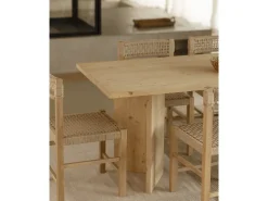 Mesa de comedor de madera maciza de abeto rectangular Decowood en tono roble medio de 160x75cm en tono roble medio - KYOTO - DECOWOOD
