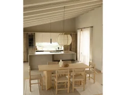 Mesa de comedor de madera maciza de abeto rectangular Decowood en tono roble medio de 160x75cm en tono roble medio - KYOTO - DECOWOOD