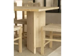 Mesa de comedor de madera maciza de abeto rectangular Decowood en tono roble medio de 160x75cm en tono roble medio - KYOTO - DECOWOOD