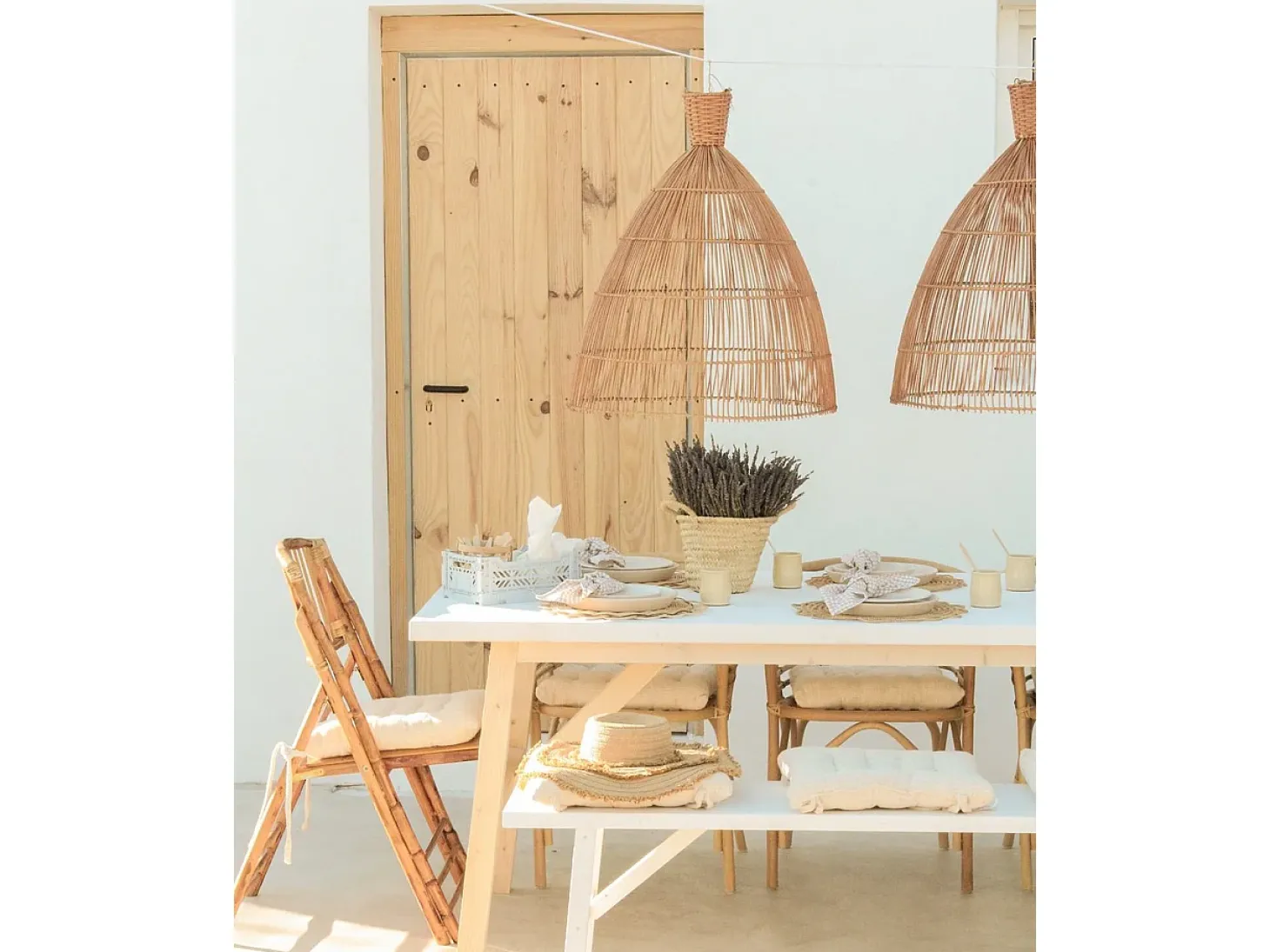 Mesa de comedor de madera maciza de abeto rectangular Decowood en tono blanco de 160x75cm - SIEP - DECOWOOD