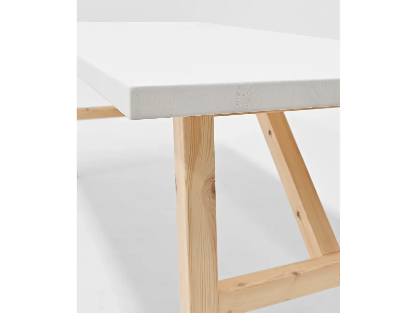 Mesa de comedor de madera maciza de abeto rectangular Decowood en tono blanco de 160x75cm - SIEP - DECOWOOD