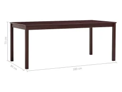 Mesa de comedor de madera de pino marrón oscuro 180x90x73 cm