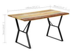 Mesa de comedor de madera maciza reciclada 140x80x76 cm