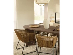 Mesa de comedor de madera maciza de abeto ovalada Decowood en tono nogal de 180x75cm en tono nogal - OSAKA - DECOWOOD