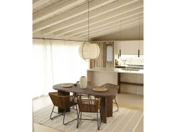Mesa de comedor de madera maciza de abeto ovalada Decowood en tono nogal de 180x75cm en tono nogal - OSAKA - DECOWOOD