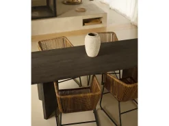 Mesa de comedor de madera maciza de abeto rectangular Decowood en tono negro de 180x75cm en tono negro - KYOTO - DECOWOOD