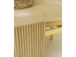 Mesa de comedor de madera de pino maciza rectangular con patas ranuradas Decowood de 140x80cm en tono natural - BALI - DECOWOOD